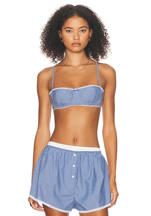 Helsa Pinstripe Poplin Bra in Blue Pinstripe - Multi. Size S (also in ).