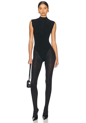 Helsa Cassidy Knit Bodysuit in Black - Black. Size L (also in M, S, XS).