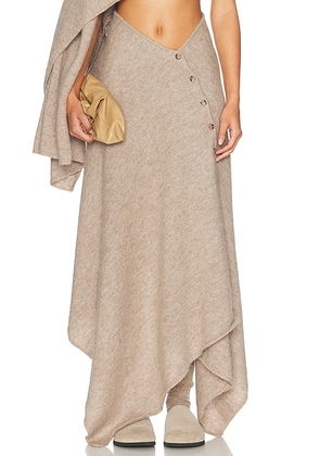 Helsa Lauren Midi Knit Skirt in Beige - Beige. Size L (also in M, S, XL, XS, XXS).