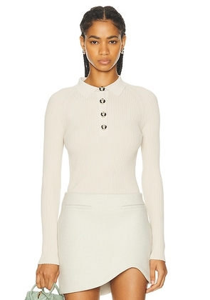 ILA Milan Polo Neck Ribbed Knit Top in Stone - Beige. Size 34 (also in ).