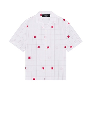JACQUEMUS La Chemise Jean in Jacquard Lab Check Red White - White. Size 46 (also in ).