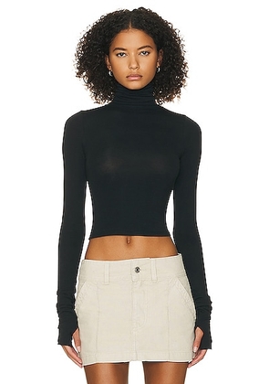 Helsa Long Sleeve Turtleneck in 2nd Skin Jersey in Black - Black. Size L (also in XL).