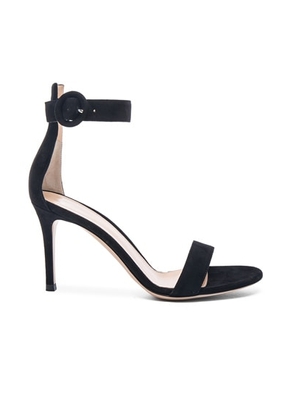 Gianvito Rossi Suede Portofino Heels in Black - Black. Size 34.5 (also in ).