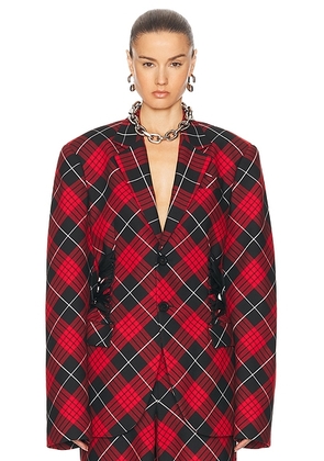 Jean Paul Gaultier Tartan Tailored Jacket in Red  Black  & White - Red. Size 34 (also in ).