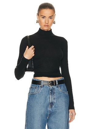 Guest In Residence Base Layer Rib Turtleneck Top in Black - Black. Size L (also in S, XL, XS).