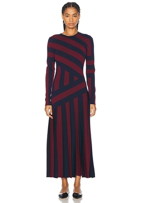 Gabriela Hearst Seema Dress in Dark Navy & Bordeaux - Navy,Burgundy. Size L (also in ).