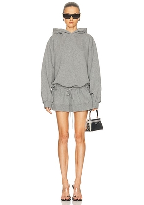 Alexander Wang Dropped Waist Hoodie Dress in Dark Heather Grey - Grey. Size L (also in ).