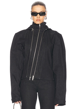 Jade Cropper Asymmetric Denim Jacket in Grey - Black. Size 34 (also in ).