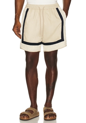 Agua Bendita Georgie Shorts in Tan & Black - Beige. Size 30 (also in 32, 34, 36).