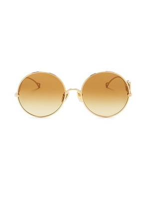 Chloe Iconic Round Sunglasses in Gold & Brown - Metallic Gold. Size all.