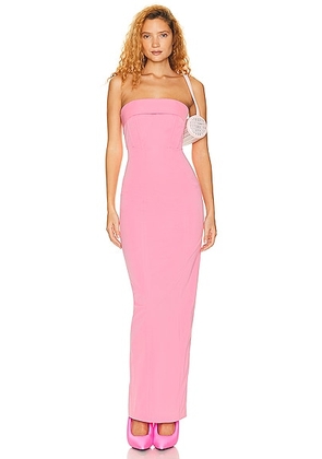 Helsa Tech Gabardine Long Strapless Dress in Very Pink - Pink. Size M (also in L, S, XS, XXS).