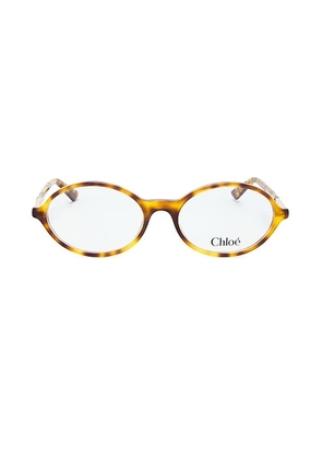 Chloe Judy Round Optical Eyeglasses in Havana & Transparent - Brown. Size all.