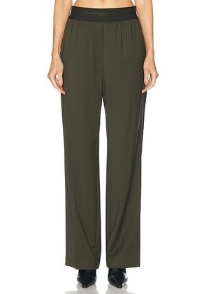 Helmut Lang High Waisted Trouser in Green Melange - Green. Size 2 (also in ).
