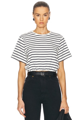 SIMKHAI Jojo Cropped Tee in Midnight Stripe - White. Size XS (also in ).