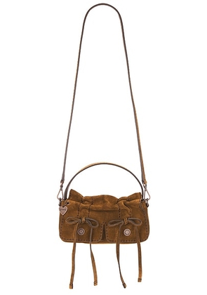 Acne Studios Multipocket Micro Crossbody Suede Bag in Cognac Brown - Brown. Size all.