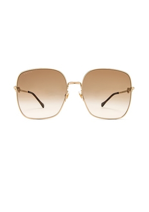 Gucci Horsebit Square Sunglasses in Shiny Endura Gold & Brown Gradient - Brown. Size all.