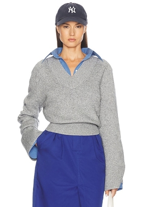 Helsa Talena V Neck Sweater in Heather Grey - Grey. Size L (also in ).