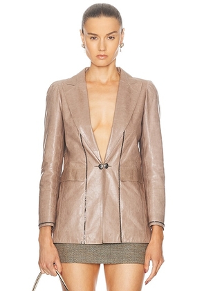 chanel Chanel Leather Blazer in Grey - Grey. Size 38 (also in ).