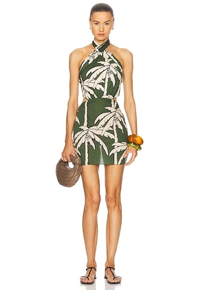 Johanna Ortiz Heart Pirate Mini Dress in Salty Palms Green  Ecru  & Black - Green. Size 8 (also in ).