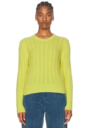 Guest In Residence Cable Shrunken Cashmere Crew Sweater in Lemon - Lemon. Size M (also in XS).