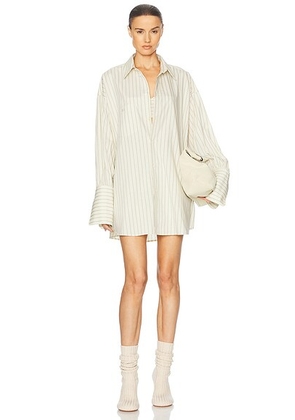 Helsa Pinstripe Poplin Oversized Shirt in Cream & Black Stripe - Cream. Size S (also in ).
