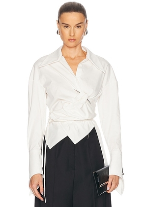 Grace Ling Pierced Dagger Oversized Wrap Shirt in White - White. Size 36/S (also in 40/L).