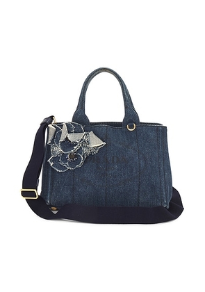 prada Prada Denim Canapa Flower Handbag in Blue - Blue. Size all.
