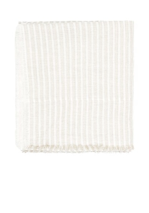 Jenni Kayne Frayed Linen 68x120 Tablecloth in Natural Stripe - Neutral. Size all.