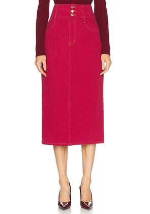 FRAME X Carolina Herrera Corset Midi Skirt in Currant - Burgundy. Size 26 (also in 29).