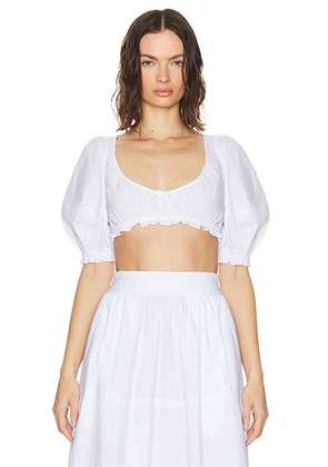 Helsa Poplin Cropped Peasant Top in White - White. Size M (also in ).