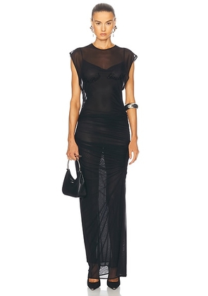 Jean Paul Gaultier Velvet Flock Long Dress in Black - Black. Size S (also in XS).