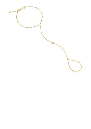 ISA GRUTMAN Diamond Bezel Hand Chain Bracelet in Yellow Gold - Metallic Gold. Size all.
