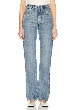 GRLFRND Sara Super High Rise Straight Jeans in Wave Hill - Blue. Size 23 (also in 24).