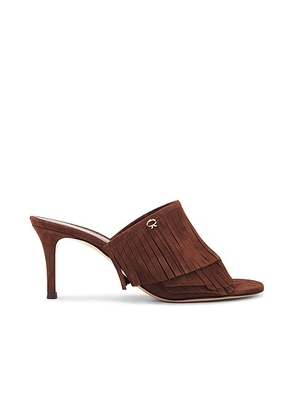 Gianvito Rossi Camoscio Fringe Mule Sandal in Brown - Brown. Size 36.5 (also in 39.5).