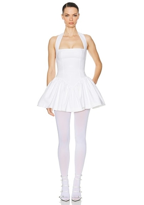 Helsa Faille Halter Mini Dress in White - White. Size L (also in M, XL).