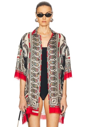 J. Logan Home Vintage Maison Shirt in Multi - Red. Size all.