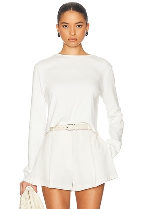 Helsa The Rib Long Sleeve Tee in Natural White - White. Size L (also in XL).