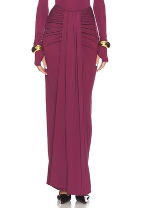 Helsa Matte Jersey Long Wrap Skirt in Cabernet - Wine. Size XXS (also in XS).