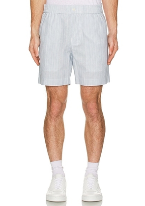 SIMKHAI Sebastian Shorts in Haze Stripe - Baby Blue. Size M (also in S, XL/1X).