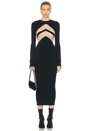 Jean Paul Gaultier Transparent Chevron Long Dress in Black - Black. Size S (also in XS).