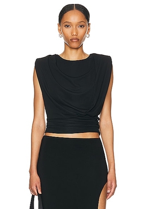 SIMKHAI Daton Draped Top in Black - Black. Size L (also in M).