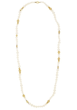 chanel Chanel CC Pearl Necklace in Gold - Metallic Gold. Size all.