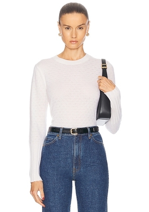 Guest In Residence Shrunken Pointelle Crew Cashmere Sweater in Cream - Cream. Size XL (also in ).