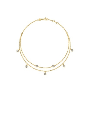 ISA GRUTMAN Diamond Double Chain Anklet in Yellow Gold - Metallic Gold. Size all.