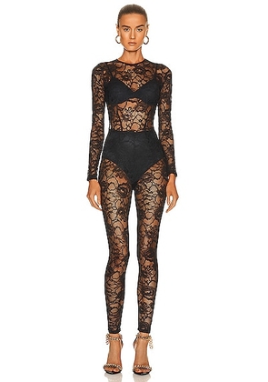 Fleur du mal Lace Catsuit in Black - Black. Size L (also in ).