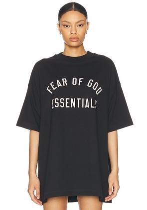 Fear of God ESSENTIALS Jersey Crewneck Tee in Black - Black. Size L (also in S).