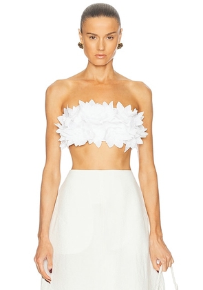 SIMKHAI Abril Floral Bustier Top in White - White. Size 0 (also in 2, 4, 6).