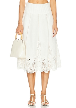 SIMKHAI Kaius Midi Skirt in Ivory - Ivory. Size 0 (also in 4, 8).