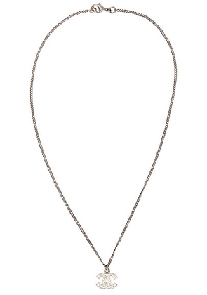 chanel Chanel CC Rhinestone Necklace in Silver - Metallic Silver. Size all.