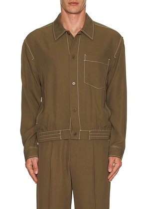 SIMKHAI Keith Blouson Shirt Jacket in Olive - Green. Size L (also in ).